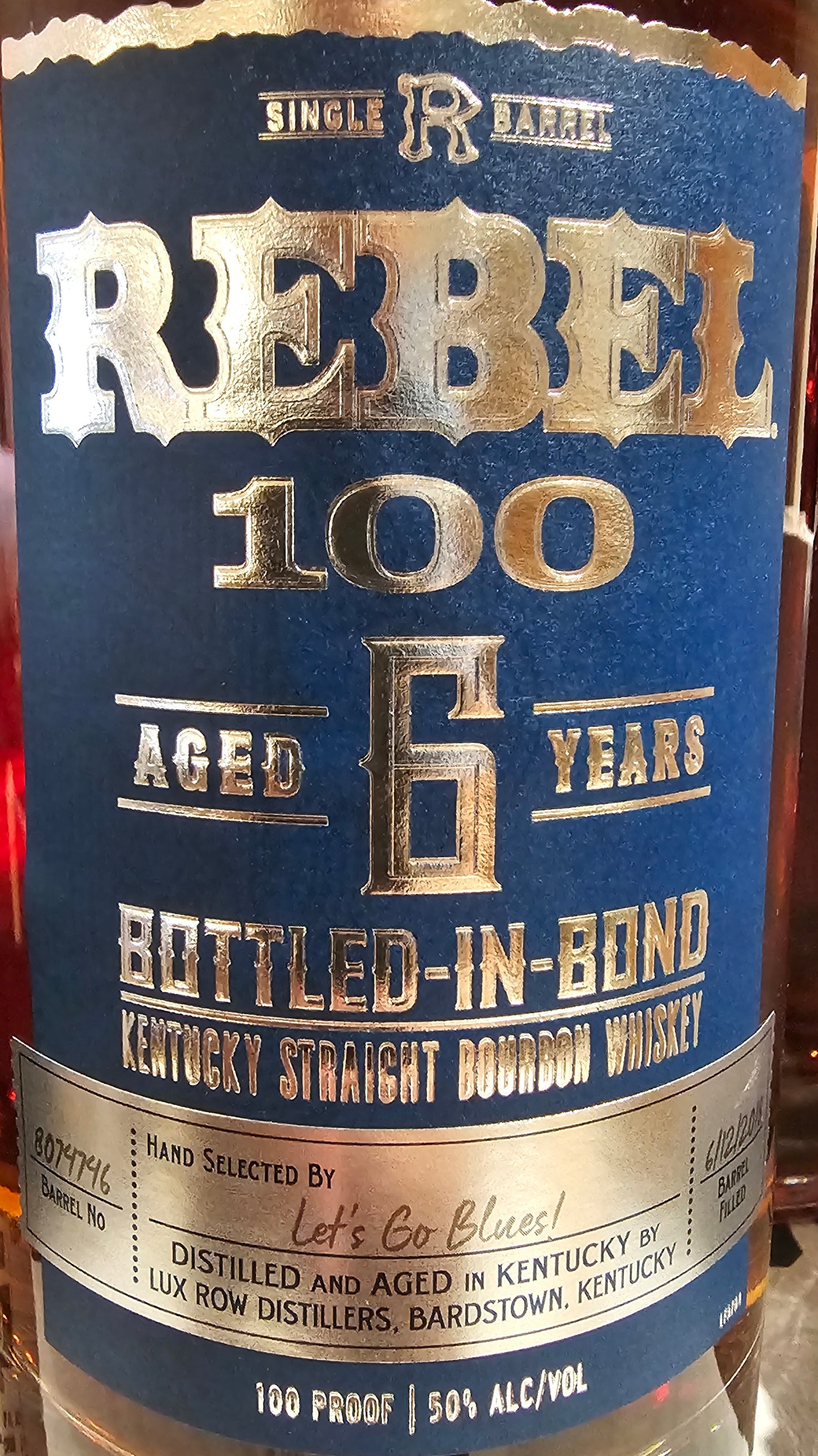 Rebel BIB "Let's Go Blues!" Single Barrel Pick