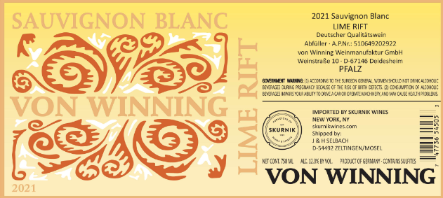 '22 Von Winning Lime Rift Sauv Blanc